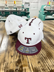 White & Maroon Custom Baseball Hat