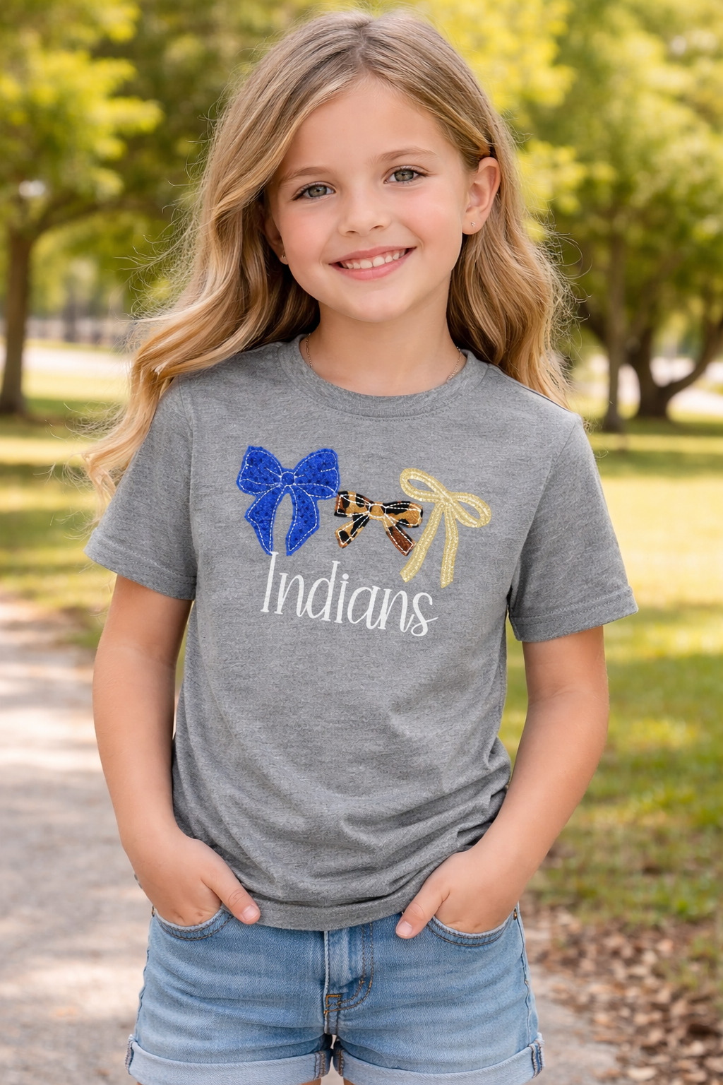 Youth Bow Embroidered Spirit Tee