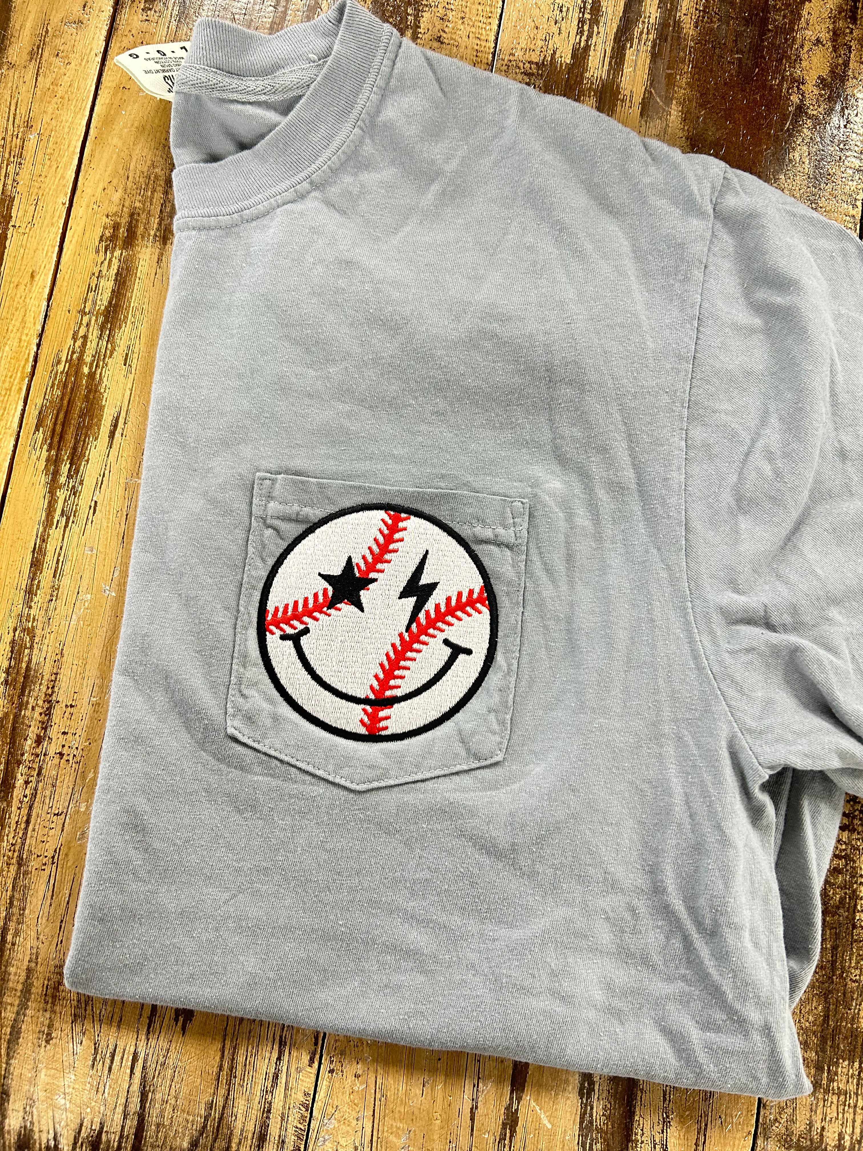 Comfort Color Smiley Baseball Pocket Tee