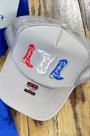 Boots Embroidered Trucker Hat - Red, White & Blue